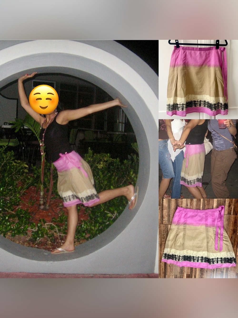 Rampage Heart Moon Star Y2K Ombré Pleated A-Line Skirt Pink Sz 2